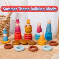 Bloques De Construcción Arcoíris De Madera Para Niños Juego De Puzzle Sensorial Tema De Cuatro Estaciones Juguetes Montessori - details 5