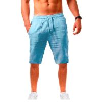 Shorts De Lino Y Algodón Para Hombre Summe Pantalones Transpirables De Color Sólido Fitness Streetwear Talla 3XL - details 5