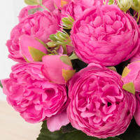 1pc Flores Artificiales De Seda Peonías Para Decoración De Vaso En Habitación Casa Bodas Navidad Accesorios De Fiesta - details 2