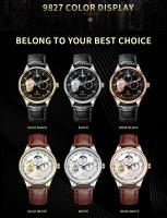 Reloj Mecánico Para Hombre TEVISE Nuevo Con Esqueleto Y luzAutomatico Resistente Al Agua De Cuero Lujoso Con Fase Lunar - details 3