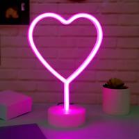 1pc Luz De Noche En Forma De Corazón LED Neón Rosa Con Base Potenciada Para Decoración De Habitación Y Fiestas - details 0