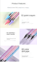 1PC Herramienta De Punto Para Uñas Con Doble Cabeza Acrílico Metálica Para Rhinestones Gemas Cristales DIY Pintura De Uñas - details 2