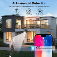 FGNS Cámara Solar 4G de Tarjeta SIM O Cámara WiFi 2.4GHz Inalámbrica, Cámara de videovigilancia PTZ de doble lente 4K y 6MP para exteriores, Cámara de Seguridad Exterior Batería Recargable, Energía Solar Audio Bidireccional, Detección de Movimient - details 9