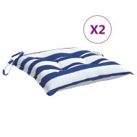 vidaXL Cojines de silla de jardín 2 uds tela Oxford 50x50x7 cm Color Verde,  Azul y blanco,  Estampado de hojas y mas Cojín Decorativo de Asiento Cojines de muebles de salon - details 4