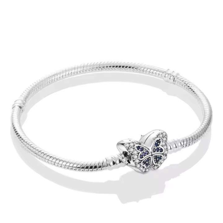 Pulsera De Cadena De Serpiente De Plata 925 Para Mujer Con Hebilla De Infinidad Y Mariposa Joyería De Lujo De Moda Casual Para Fiesta - 1