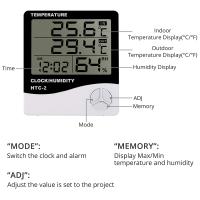Metros De Temperatura Y Humedad Digital LCD Estación Climática Con Reloj Para El Hogar Medidor Thermohygrometer Multifuncional - details 0