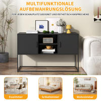 Decorativo de metal Negro, aparador y Caja Fuerte de Casillero, Estructura metálica robusta con elegante color Negro, H 75 cm x W 120 cm x P 40 cm - details 5