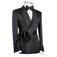Traje Oscuro Para Hombre Suelto Clásico Con Borla Lapel Elegante Y Forma Slim Para Banquetes Bodas Y Fiestas Costumbre Clásica De Dos Botones Material COTTON Y POLYESTER - details 3