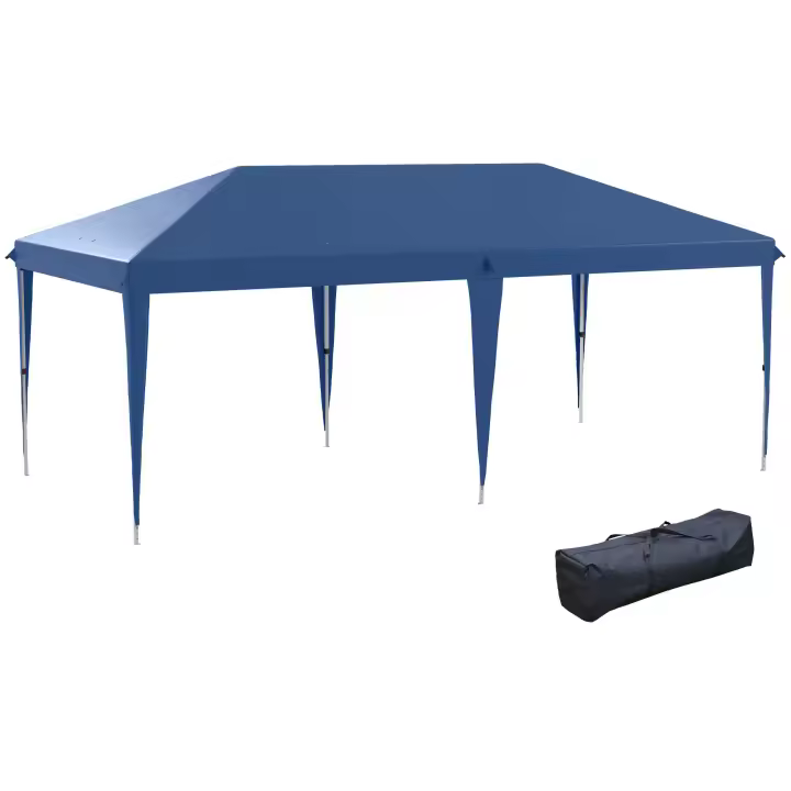 Outsunny Carpa Plegable 6x3 m Cenador de Jardín con Altura Ajustable en 3 Niveles Bolsa de Transporte Anti-UV y Marco de Acero Carpa de Jardín para Patio Terraza - 1