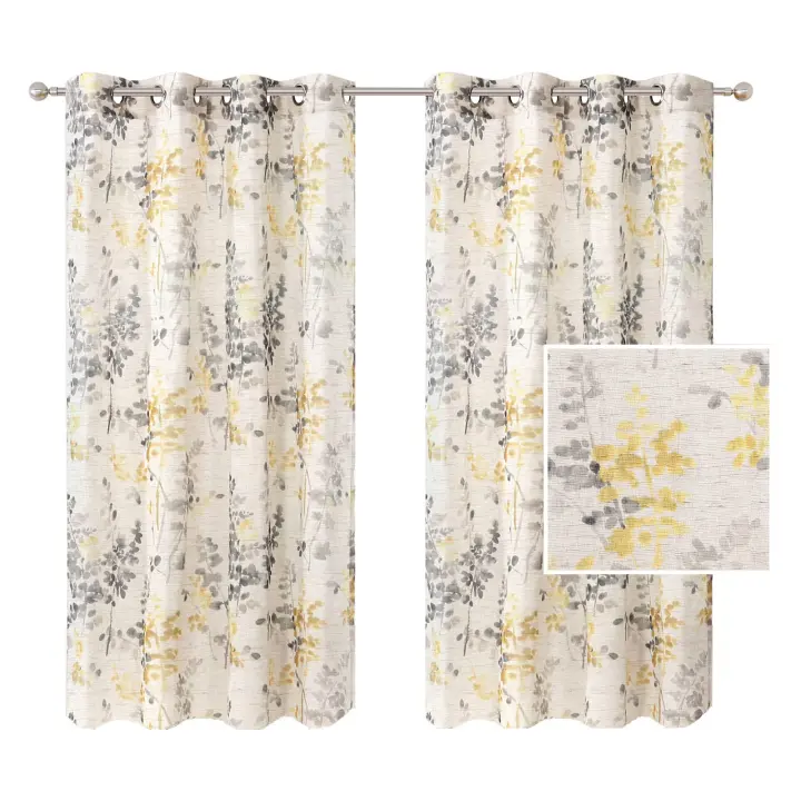 BIT Cortinas de dormitorio, salón de Lino, Visillo Translúcido con Ojales, 2 Piezas - 1