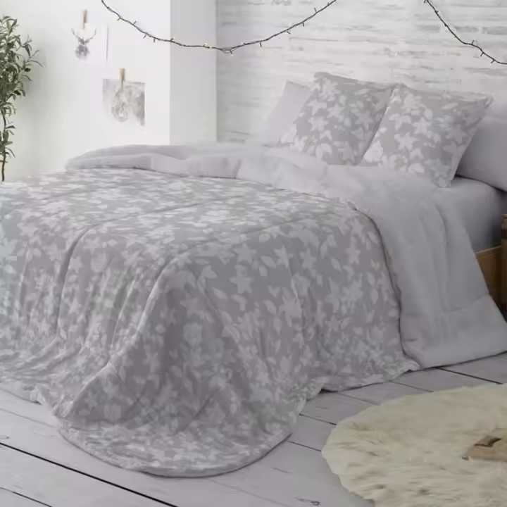 Edredón Sherpa Moderno 431 GRIS Burrito Blanco de Nacarina - Suavidad Extrema - 1