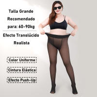 Geshop Pantys Térmicos Efecto Piel Translúcidas Medias Térmicas Efecto Piel para Mujer 680 DEN /900 DEN Afelpado Térmico para Invierno, Color Negro Translúcido Efecto piel real. - details 6