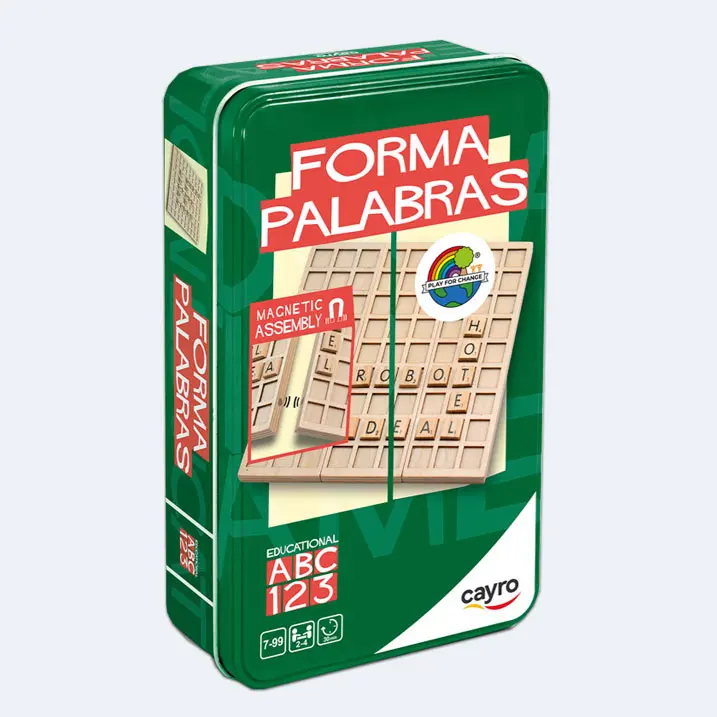 FormaPalabras Travel Magnético (Edición de Viaje), Juego de Mesa de Palabras Cruzadas, Caja de Metal Fácil de transportar, Juego Familiar - 1