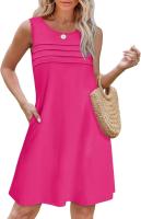 Vestido De Mujer Verano 2025 Con Bolsillos Cuello En O Manga Corta Sin Costuras Estilo Casual Largo De Rodilla Polyester - details 6