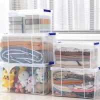 SET 3 Caja de ordenación Bajo Cama de plástico transparente ,con tapa Almacenaje de juguetes, libros, ropa, mantas , sin ruedas y cierres a presión , Ideal para cambio de armario - details 1