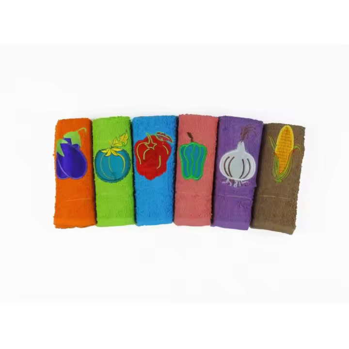 MAXHOME-Pack  6 Paños de Cocina 100% Algodón, Toallas de Rizo 50 x 50 cm, Trapos Muy Abosorbentes, Suaves y Duraderos, Dibujos Bordados, 500 gr/m²,El pack puede contener algunos dibujos o colores que no aparecen en las imágenes - 1