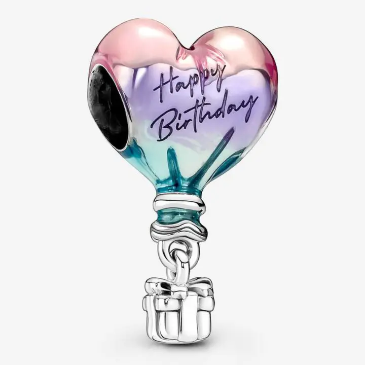 Pandora Charm de Colgante en Plata de Ley Feliz Cumpleaños Globo Aerostático 791501C01，Incluye Caja Original - 1