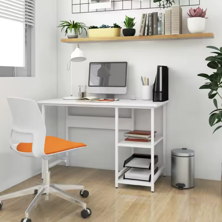 vidaXL ESCRITORIO PARA ORDENADOR DE MDF Y METAL BLANCO 105X55X72 CM - 1
