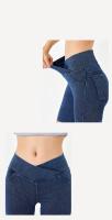 Shorts vaqueros de Mujer Push up Cruzada cinturón con bolsos y stretch - details 1