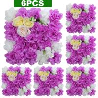 6Pcs Paneles De Flores Artificiales Rosas Y Euforbia En Seda Para Decoración De Fondo De Bodas Y Fiesta Decoración Del Hogar Y Eventos - details 9