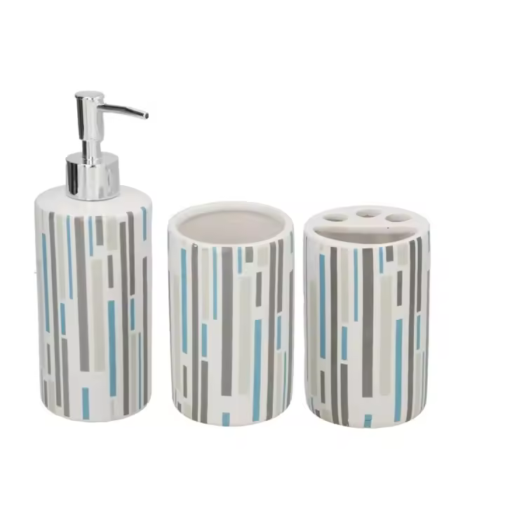BLOOM STORE-Juegos de Accesorios de baño 3Piezas MONACO con Dispensador de jabón, Vaso baño y Bandeja - 1