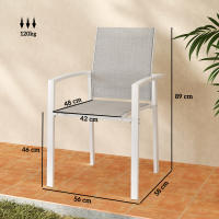 Outsunny Juego de 2 Sillas de Jardín Exterior Sillas Terraza Exterior Apilables Sillones de Comedor con Tela Transpirable Marco de Acero Reposabrazos y Respaldo 56x58x89 cm Gris Claro - details 8