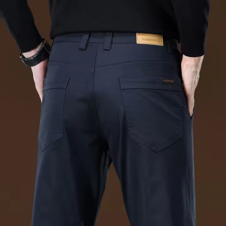 Pantalones Casuales Para Hombre 97% Algodón Negro Caqui Gris Azul Estilo Slim Recto Cierre De Cremallera Moda Pantalones Largos - 1