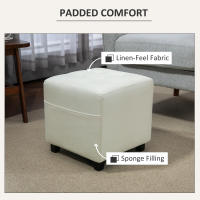 HOMCOM Reposapiés de Salón Taburete Bajo Tapizado en Lino Otomana Cuadrada con Bolsillo Lateral Tapa con Botones Acolchados y Marco de Madera para Sala de Estar Dormitorio - details 5