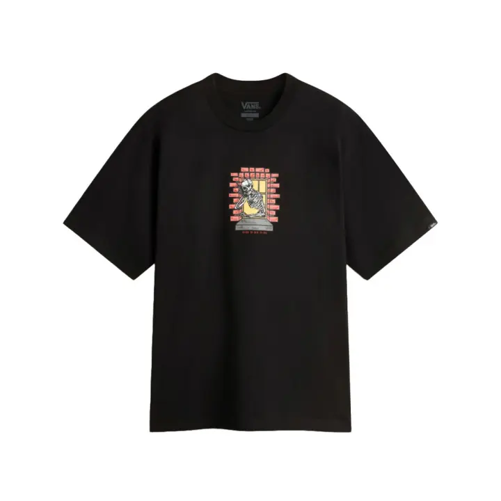 Camiseta Negra Vans Skull Reaper Window Black Corte Olgado Y Cuello Redondo - 1