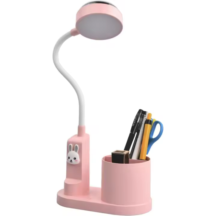 Lámpara de Escritorio LED para Niños, Recargable Lámpara de Mesa LED con Soporte para Bolígrafos, Regulable Infantil Lámpara Estudio de Lectura LED para Oficina Dormitorio Leer Estudiar (Rosa) - 1