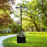 Outsunny Farol Solar de Jardín con 18 Luces LED Blanca Fría 6000K Impermeable IP44 Sensor de Noche y Base de Maceta Farola de Exterior para Camino Terraza Patio 60x55x189 cm Negro - details 1
