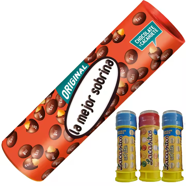 Conguitos Megatubo 1,2 KG-La mejor sobrina + 3 POMPEROS LACASITOS - 1