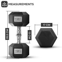 ALLINLIFE Mancuerna Hexagonal De Hierro Fundido Duradera De 2,5-25 Kg Con Revestimiento De Goma Para Gimnasio En Casa Con Mango Ergonómico, Estable Y Versátil - details 7