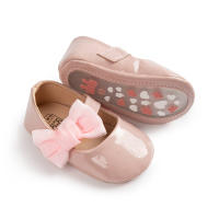Zapatos De Niña Bebé En PU Cuero Liso Con Nudo Y Suela Antideslizante Ligera Para Primera Caminata Vestido De Princesa Para Boda - details 8