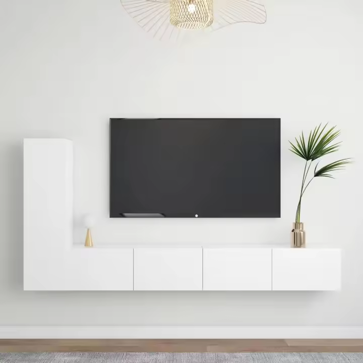 vidaXL Set de muebles de salón TV 3 piezas madera de ingeniería en color Blanco/Roble Sonoma/Negro y más | almacenamiento funcional diseño moderno para baño dormitorio sala - 1