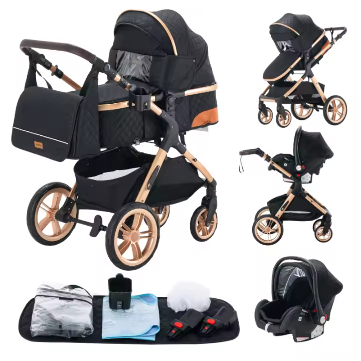 EU Children Store - carrito bebe 3 en 1 Cochecito de Bebé Combinado Compacto Todoterreno Lujoso Paisaje Alto Cuatro Veces 0-36 Kg Sillas de paseo BastóN Plegable Accesorios CóModos - 1