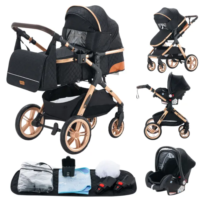EU Children Store - carrito bebe 3 en 1 Cochecito de Bebé Combinado Compacto Todoterreno Lujoso Paisaje Alto Cuatro Veces 0-36 Kg Sillas de paseo BastóN Plegable Accesorios CóModos - 1