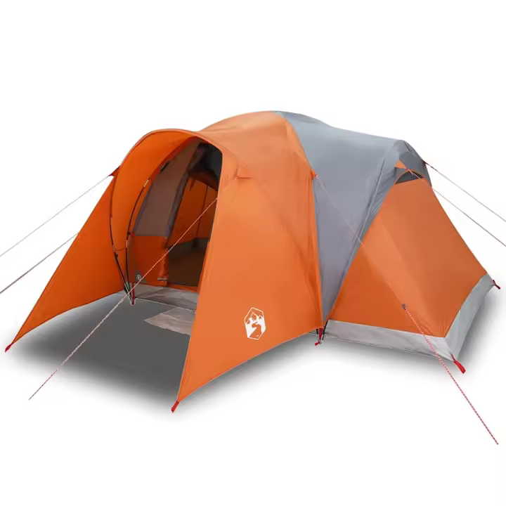 vidaXL Tienda familiar con cúpula impermeable 6 personas gris naranja - 1
