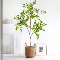 Planta Artificial De Bambú Y Hojas De Nandina Verde Falso Para Decoración De Jardín Interior Y Exterior Tamaño Grande 76-140cm - details 0