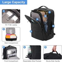 Mochila Grande Expandible, Mochila de Viaje en Cabina, Unisex, con Puerto de Carga USB, Negra - details 3