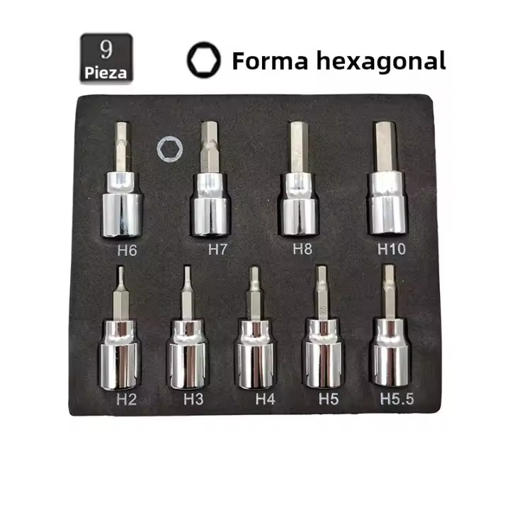 Juego De Llaves Allen 3/8 Pulgada Hex Bit Socket Set Sturdy Profesional Herramientas De Perforación Métricas Duraderas Para Impacto - 1