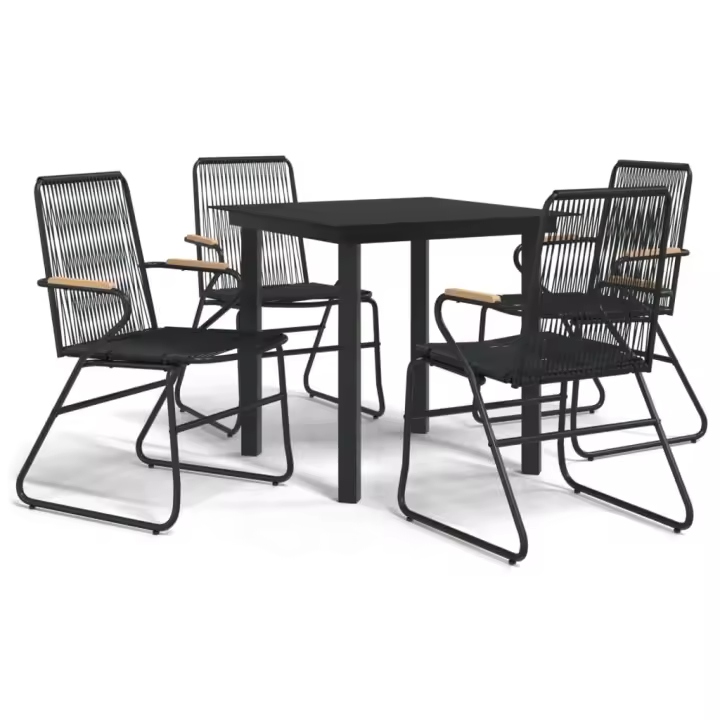 vidaXL Juego de comedor de jardín 3 piezas ratán PVC negro - 1