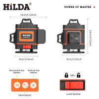 Nivel Láser Verde HILDA 16/12 Líneas 4D Auto-Nivelado 360 Grados Horizontal Y Vertical Super Potente Con Haz De Láser Verde - details 13