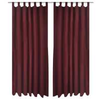vidaXL 2x Cortinas Micro-Satinadas con Trabillas Separador 140x225 cm Color Burdeos,  Negro,  Beige y mas - details 0