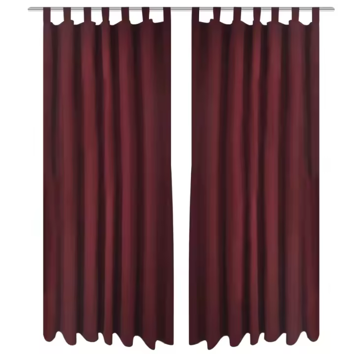 vidaXL 2x Cortinas Micro-Satinadas con Trabillas Separador 140x225 cm Color Burdeos,  Negro,  Beige y mas - 1