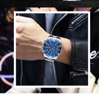 Reloj De Negocios Para Hombre Lujo Cuarzo Reloj Cuarzo Luminoso Silvery Male Luminous Clock Con Fecha Completa Y Clavija De Pulsera - details 3