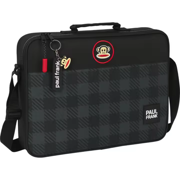 SAFTA - Cartera Extraescolares PAUL FRANK - Bandolera ajustable con Asa de mano forrada en la parte superior y Doble tirador en cremallera principal para facilitar su apertura - Cartera Fondo interior semirígido extraible - 1