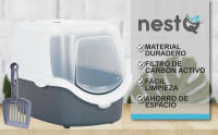 nestQ - Arenero Gatos Cubierto Cerrado - Caja de Arena para Gatos con Diseño Moderno y Funcionalidad WC Gatos - Caixa de Areia para Gatos - Litter Box Innovadora - Bandeja Sanitaria Cagadero Gatos - details 0