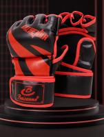 Guantes De Boxeo De Entrenamiento Medio Dedo PU Cuero Para MMA Y Muay Thai Competición Guantes De Prensa De Espuma Unisex - details 1