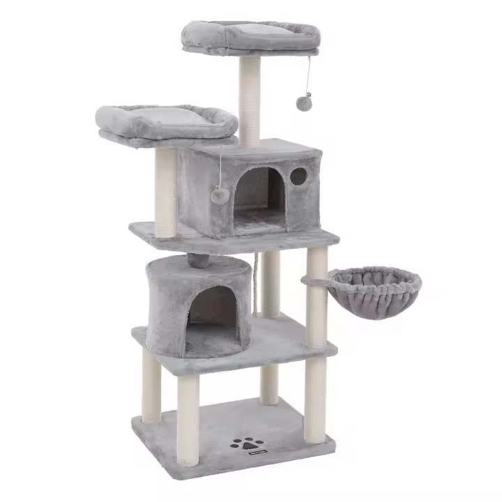 Árbol para gatos con postes recubiertos de sisal, rascador con varias plataformas y centro de actividades para gatos, color a elegir - 1